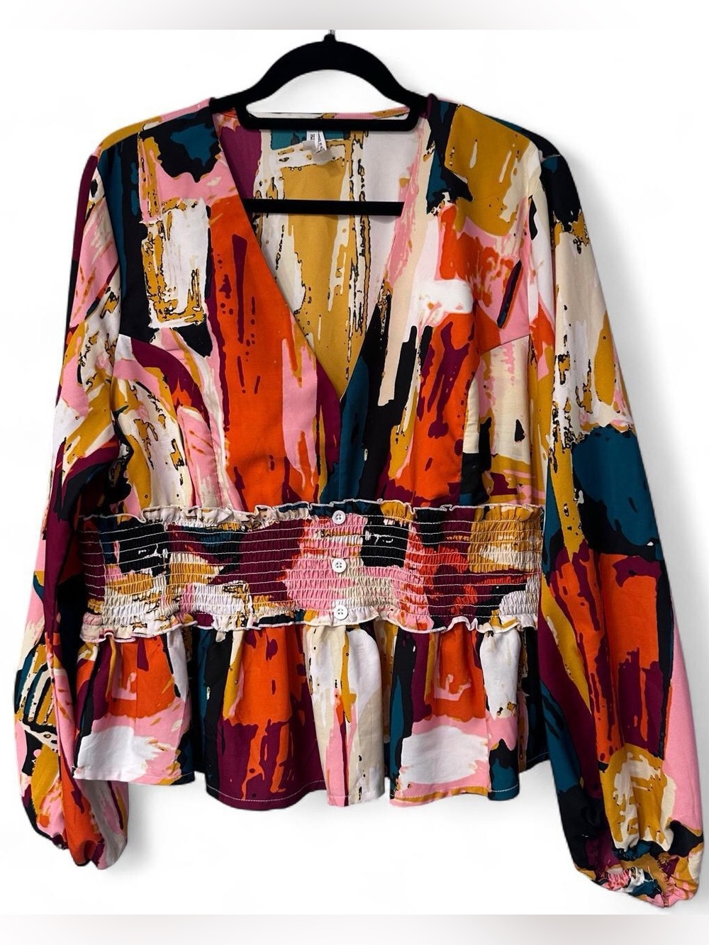 Live 4 Truth Multicolor Abstract Print Peplum Blouse – Size 2X